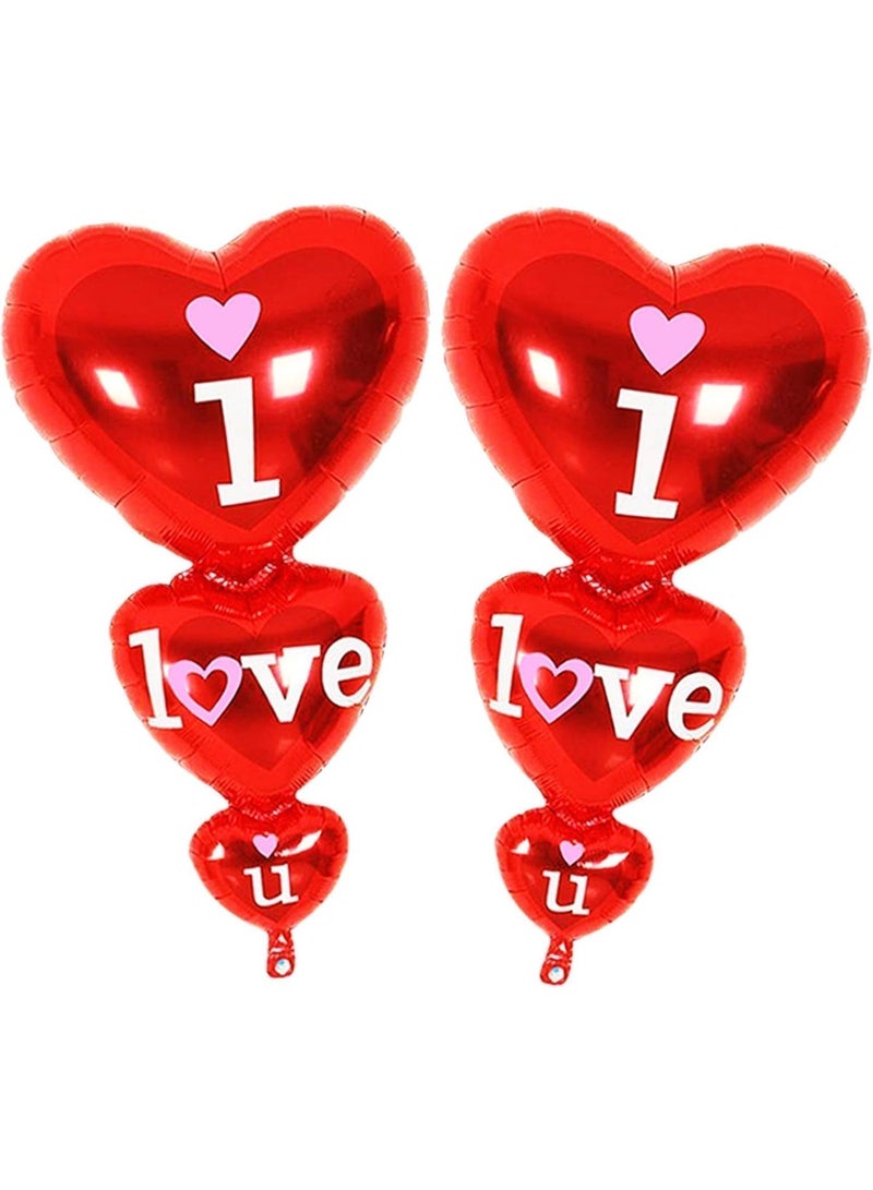 I Love U Balloons - Large, 36 Inch, Pack of 2 | Red Heart Shaped Balloons for Valentines Day Decorations and Gift Idea for Him/Her |Valentines Day Balloons for Anniversary, Proposal, Wedding - Image 1